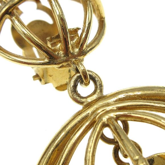 Chanel Birdcage Dangle Earrings Clip-On Gold 110417 - Picture 2 of 4
